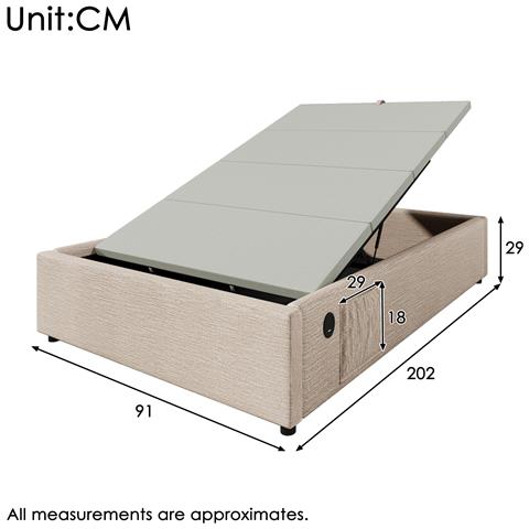 Letto Singolo In Lino Naturale Con Usb E Contenitore Idraulico - Foto 3