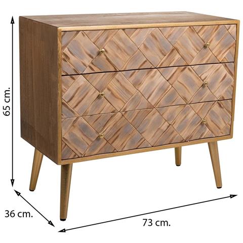 Cassettiera In Legno Marrone 73x36x65h - Foto 7