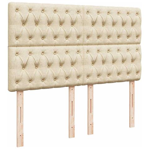 Struttura Letto Pouf con Materasso Crema 140x190 cm in Tessuto - Foto 9