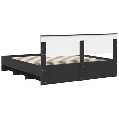 Struttura del letto Nero 180 x 200 cm Legno multistrato - Foto 9