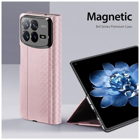 Cover per Mix Fold 4 5G - PC+Pelle /PU, Rosa - Foto 4
