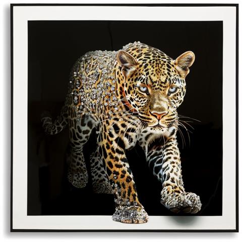 Dipinto Su Tela Giaguaro A Ritratto Animale Con Cornice, 82x82 Cm - Foto 1