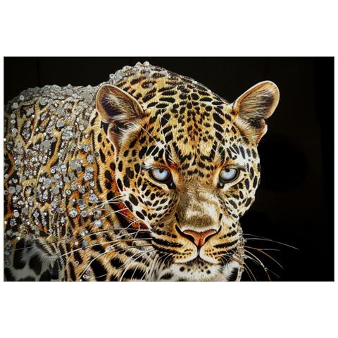 Dipinto Su Tela Giaguaro A Ritratto Animale Con Cornice, 82x82 Cm - Foto 2
