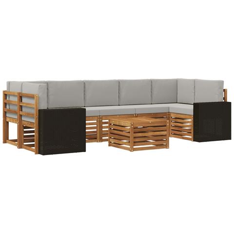 Set di divani da esterno 8 pcs Naturale e Grigio Chiaro - Foto 1
