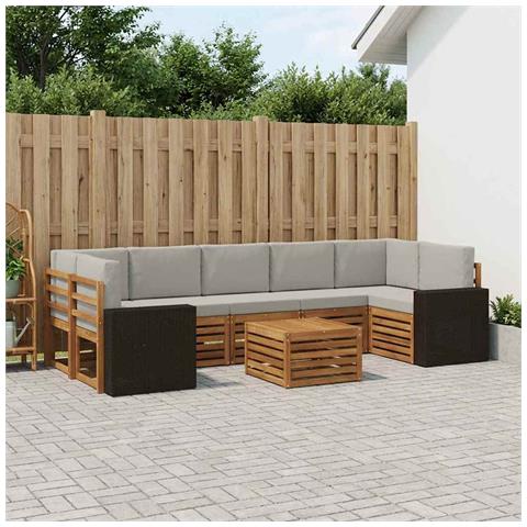 Set di divani da esterno 8 pcs Naturale e Grigio Chiaro - Foto 2