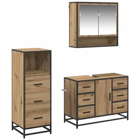 Set di mobili per il bagno con porta 3 pcs Rovere artigianale - Foto 1