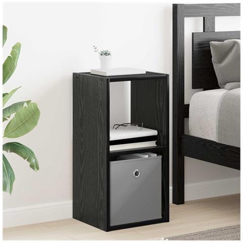 Comodino Rovere Nero 30,5 x 27 x 59,5 cm Legno multistrato - Foto 2