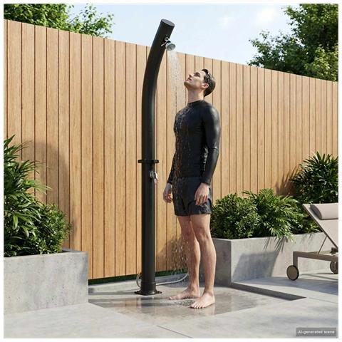 Doccia Solare con Doccetta PVC, ABS, Lega di zinco Nero - Foto 2