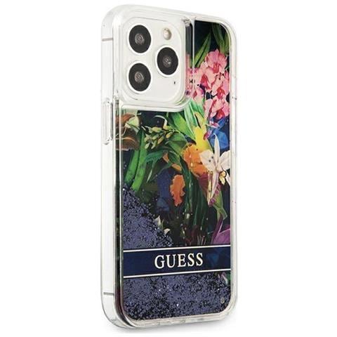 Guess Guhcp13llflsb Custodia Per Iphone 13 Pro / 13 6,1 Blu /azzurra Con Glitter Liquido A Fiori - Foto 1