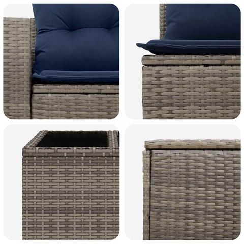 Set di divani 6 pz Grigio e Blu Navy Rattan sintetico e Acciaio - Foto 2