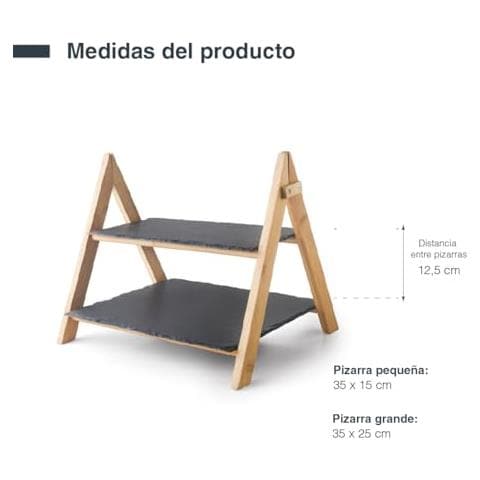 61233 - Supporto a due altezze, realizzato in bambù e ardesia naturale al 100%, - Foto 3