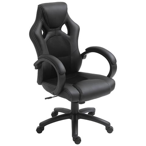 Poltrona Ufficio Stile Racing Gaming Regolabile Nero - Foto 1