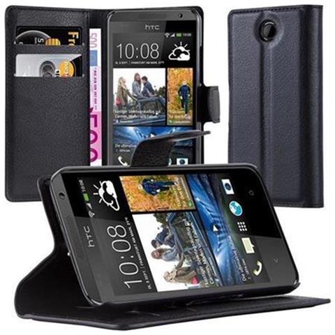 Custodia Compatibile Con Htc Desire 300 In Nero Carbone - Coperchio Protettiva Con Chiusura Magnetica, Funzione Stand E Tasca Per Le Carte - Foto 1
