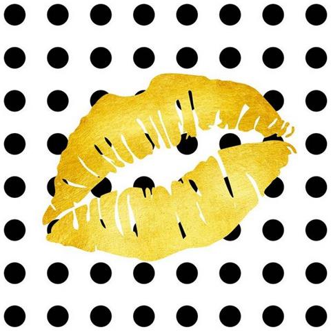 Quadro Gold, Lips, Bacio, Per Soggiorno, Camera, Multicolore, 50 X 2 X 50 Cm - Foto 1