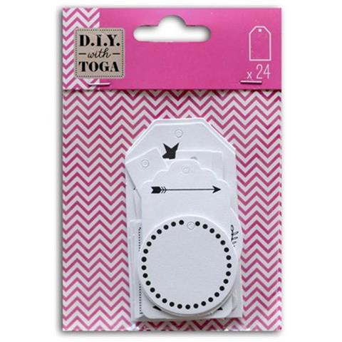  - set Di 24 etichette Regali, Carta, Bianco, 9 x 13,5 x 0,5 cm - Foto 3