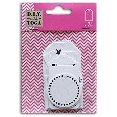  - set Di 24 etichette Regali, Carta, Bianco, 9 x 13,5 x 0,5 cm - Foto 1