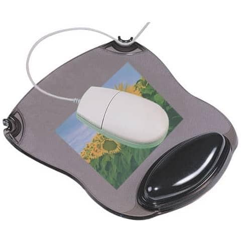 Tappetino Per Mouse Con Poggiapolsi In Gel 22x26x2,8 Cm Grigio Trasparente - Kf20084 - Foto 1