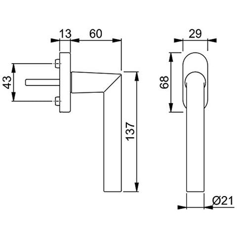 Maniglia Per Finestra Amsterdam, Quadrato 7 X 37 Mm, Anodizzato Argento, 3.820.371 - Foto 2