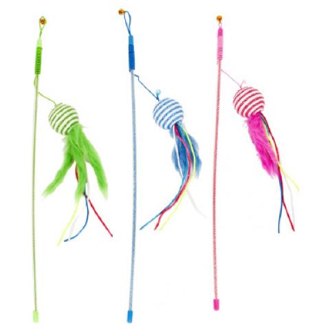 Juguete Gato Caña Bola Con Plumas Mix 90 Gr - Foto 1