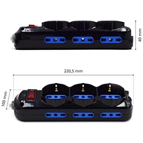 Ewent Multipresa 9 Posti Con Spina Italiana 10a Salvaspazio Ew3960 - Foto 2