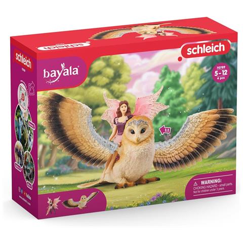 Schleich Bayala 70789 Action Figure Giocattolo (schleich Bayala Fairy In Flight On Glam-owl Toy Figure, 5 To 12 Years, M - Foto 2
