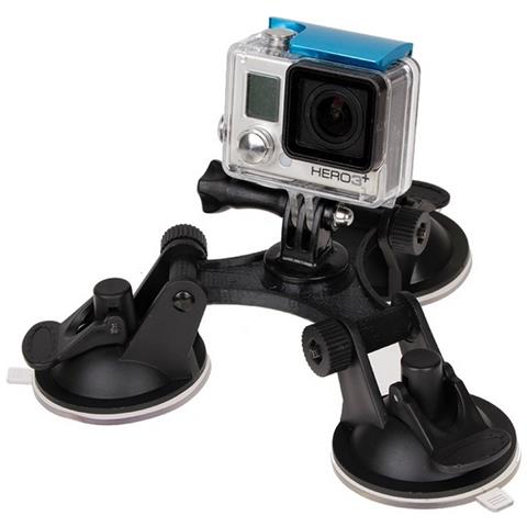 Supporto Tripla Ventosa Auto Per Gopro Hd Hero - Action Cam - Nilox - Trevi Black - Foto 1