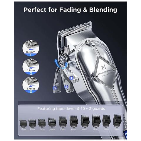 Tagliacapelli Uomo Professionale Senza Fili Ricaricabile Trimmer Kit Acciao Inox - Foto 2