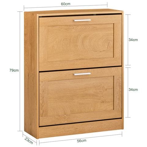 Scarpiera Ribaltabile Scarpiera A 2 Ribalte Portascarpe Salvaspazio Slim, 60x23x79cm Naturale Fsr137-n - Foto 2