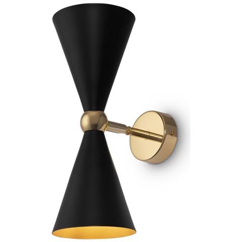 Applique Contemporanea Vesper Struttura E Diffusori In Metallo Nero E Oro 2 Luci - Foto 2