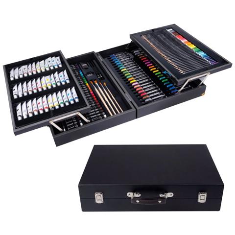 Valigetta Legno Pittore 174pz Colori Pittura Pastelli Acquerelli Professionale - Foto 1