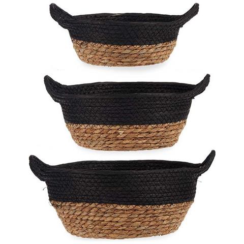 Set Di Cestini Nero Marrone 3 Pezzi Alghe Marine - Foto 1