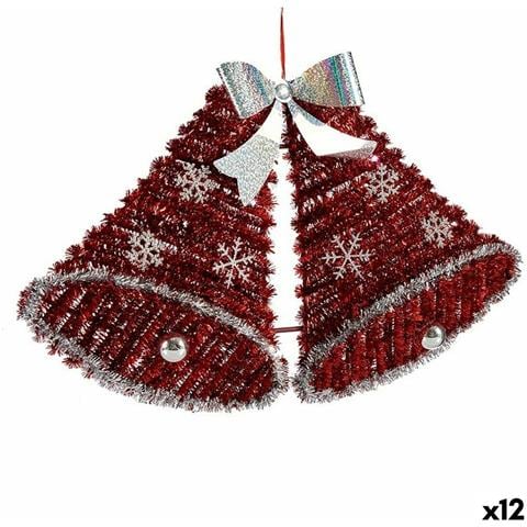 Decorazione Natalizia Ciondolo Cappe Tinsel Luce Led Bianco Rosso 52 X 31,5 X 7,5 Cm (12 Unità) - Foto 1