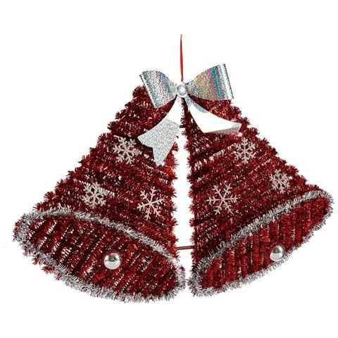 Decorazione Natalizia Ciondolo Cappe Tinsel Luce Led Bianco Rosso 52 X 31,5 X 7,5 Cm (12 Unità) - Foto 2