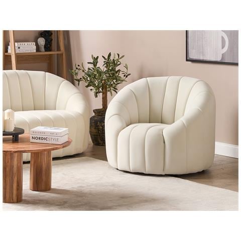 Poltrona Velluto Bianco Sporco Malung - Foto 1