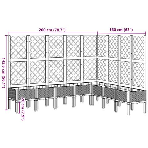 Fioriera Da Giardino Con Traliccio Marrone 200x160x142 Cm In Pp - Foto 9