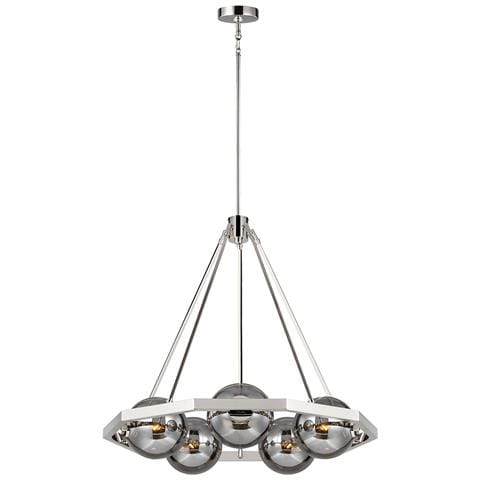 Lampadario Contemporaneo Harper Acciaio Nichel Lucido Vetro 5 Luci E14 - Foto 1