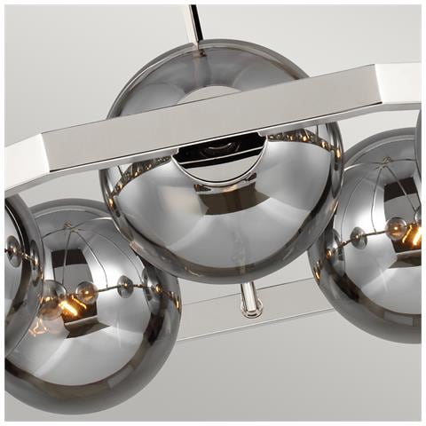 Lampadario Contemporaneo Harper Acciaio Nichel Lucido Vetro 5 Luci E14 - Foto 4