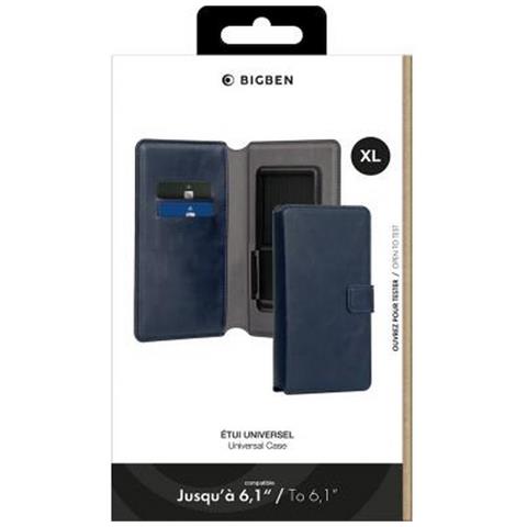 Custodia Universale Taglia Xl Folio Wallet Con Portacarte E Linguetta, Blu - Foto 5