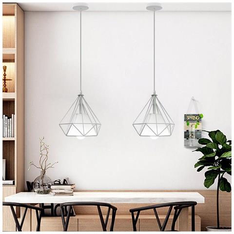 Lampadario A Sospensione Portalampada E27 Stile Moderno Bianco E20-b - Foto 1