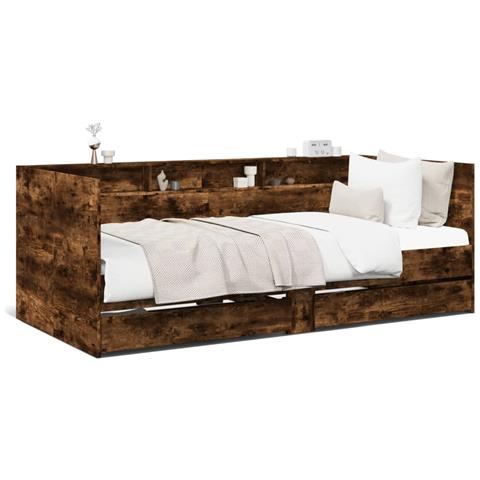 Divano Letto Con Cassetti Senza Materasso Rovere Fumo 90x190 Cm - Foto 2