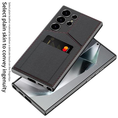 Custodia Per Telefono Samsung Con Porta Carte Magnetico Carbon Fiber Texture Samsung Galaxy S23 Ultra - Foto 2