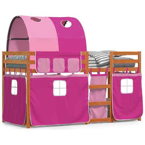 Letto a Castello senza Materasso Rosa 80x200 cm Legno di Pino - Foto 1