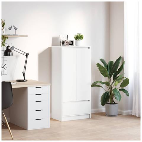 Armadio con Cassetto Bianco 55,5x34x119,5 cm Legno Multistrato - Foto 1