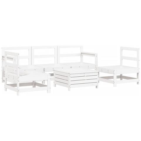 Set Divani Da Giardino 6 Pz Bianco In Legno Massello Di Pino - Foto 2