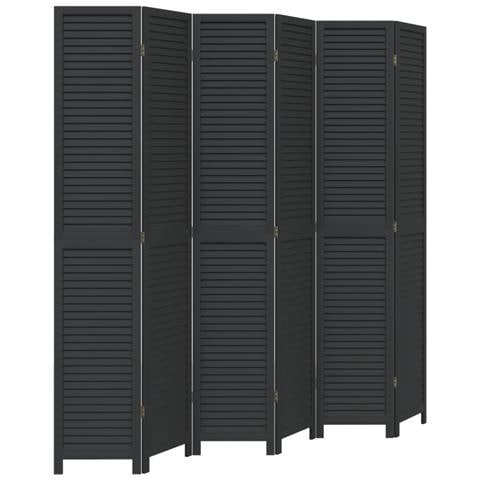 Divisorio Ambienti 6 Pannelli Nero Legno Massello Di Paulownia - Foto 2