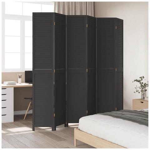 Divisorio Ambienti 6 Pannelli Nero Legno Massello Di Paulownia - Foto 3