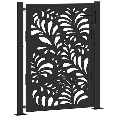 Cancello Giardino Nero 105x130 Cm In Acciaio Design Ondulato - Foto 1