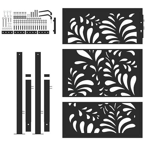 Cancello Giardino Nero 105x130 Cm In Acciaio Design Ondulato - Foto 8