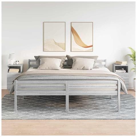 Comodini 2 Pz Con 2 Cassetti Grigio Sonoma 36x36x68 Cm - Foto 3