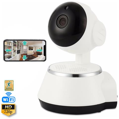 Dam Telecamera Ip Wifi Motorizzata  360° Hd 720p, Visione Notturna, Rilevatore Di Movimento 9x8x13 Cm. Colore Bianco - Foto 1